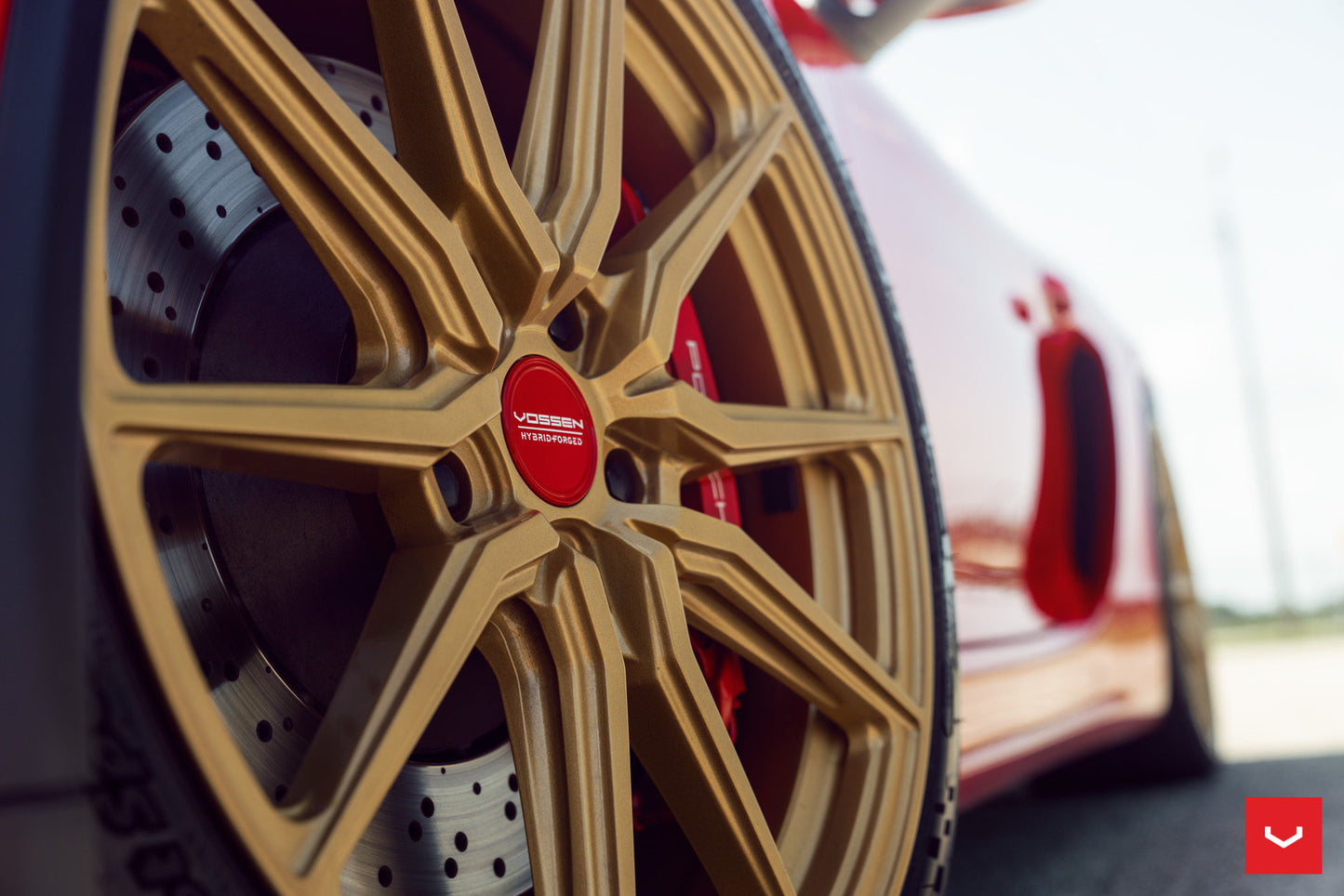 Vossen HF-3 Wheel Set for Porsche 718 Boxster/Cayman - 20 Inch - Gloss Gold (discontinued)