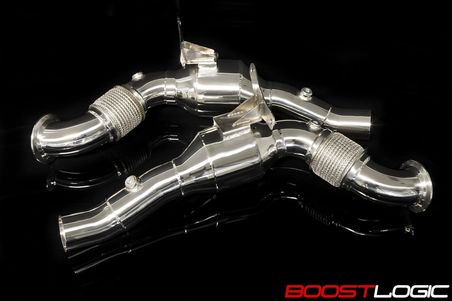 Boost Logic Ferrari 488 Stainless High Flow Downpipes