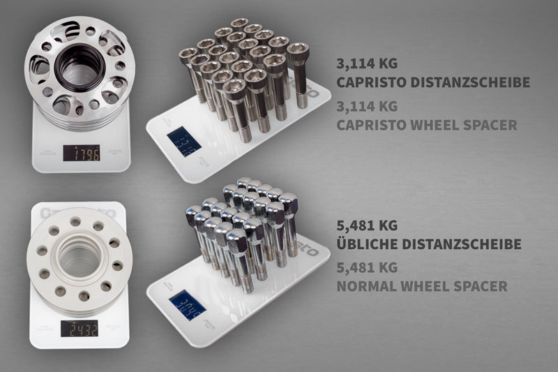 Capristo Ferrari 488/F8/SF90 - Wheel Spacers 11mm Front / 17mm Rear (Circle Shape) with Titanium Wheel Bolts
