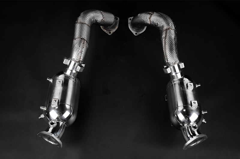 Capristo Porsche 718 GT4RS - SET: Valved Muffler, 100 Cell OPF Replacement, Performance Headers + Wicrom Tips