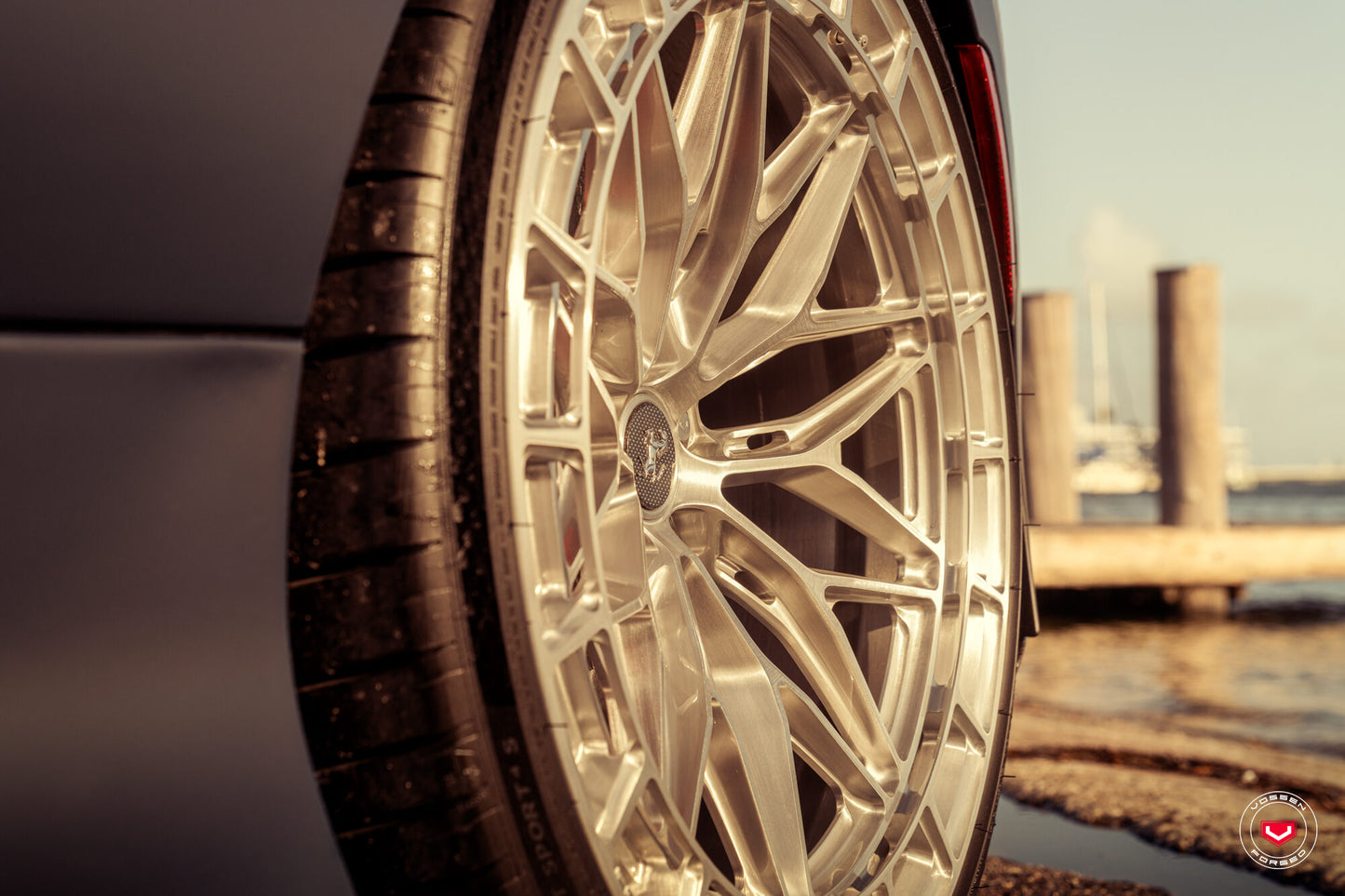 Vossen LC3-02 Wheel Set for Ferrari F8 - 21 Inch - Gloss Clear brushed