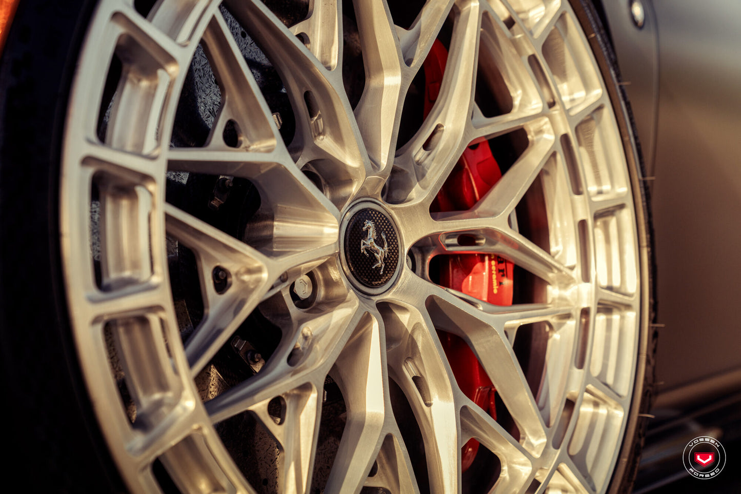 Vossen LC3-02 Wheel Set for Ferrari F8 - 21 Inch - Gloss Clear brushed