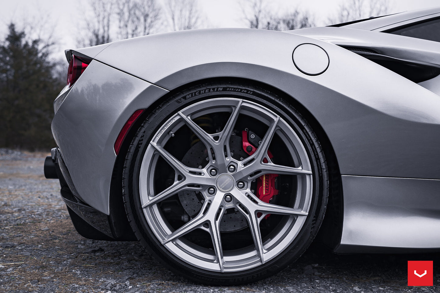 Vossen HF-5 Wheel Set for Ferrari F8 - 21 Inch - Satin Silver