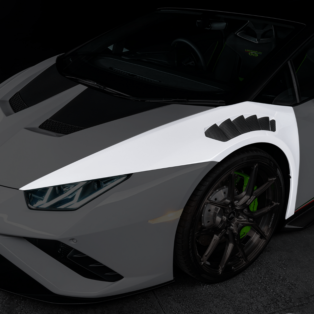 Vorsteiner Lamborghini Huracan Novara Edizione Aero Front Fenders w/Integrated Vents and Splash Shields (2x2 Gloss Carbon)