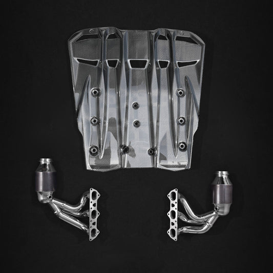 Capristo Porsche 991.2 GT3RS - Headers, 250 Cell Sport Cats + Carbon Engine Cover